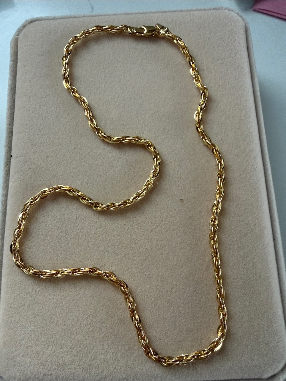 Gold Tone Rope Chain Necklace - great quality necklace marked 750